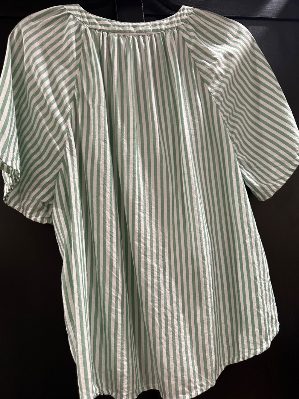beachlunchlounge Mint and White Striped V-Neck Popover Blouse - Picture 4 of 4